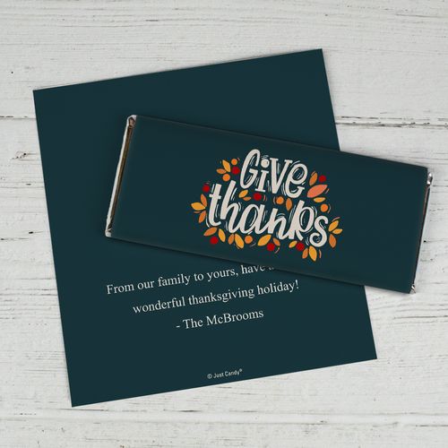 Personalized Thanksgiving Give Thanks Chocolate Bar Wrappers Only