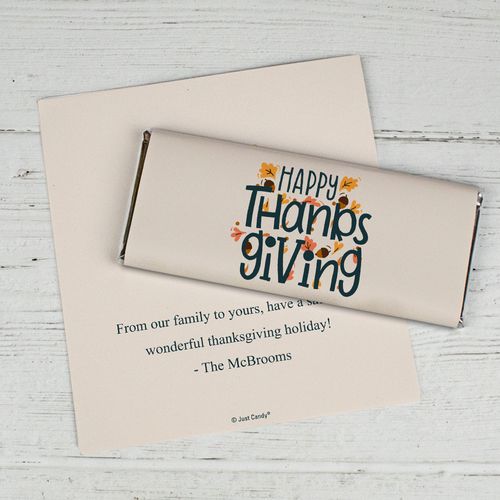 Personalized Thanksgiving Orange Leaves Chocolate Bar Wrappers Only