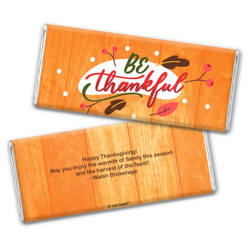 Personalized Thanksgiving Be Thankful Chocolate Bar & Wrapper