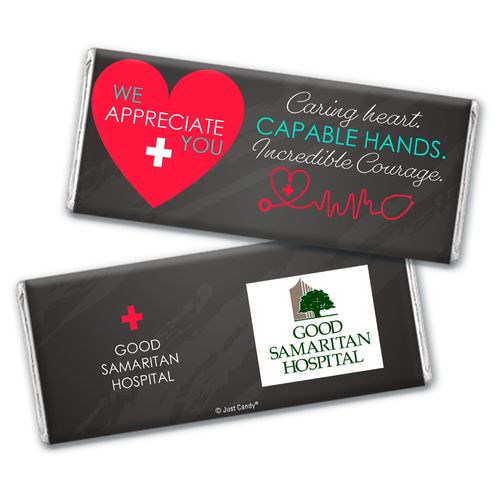 Personalized Healthcare Worker Caring Heart Logo Chocolate Bar
