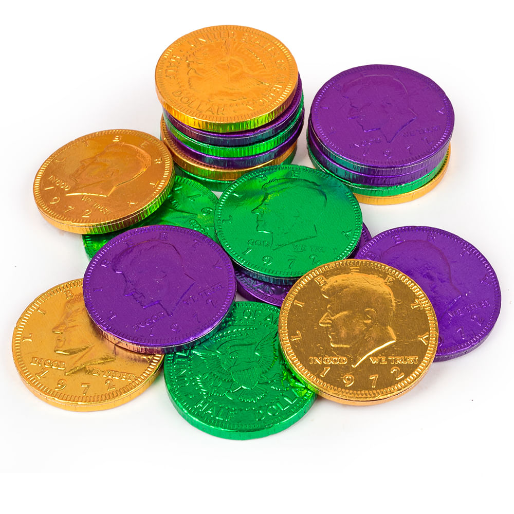 Fresch Milk Chocolate Coins Mardi Gras Mix Whcandy