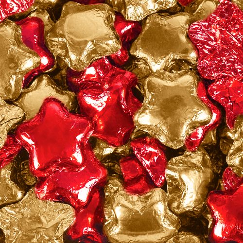 Madelaine Milk Chocolate Stars Red & Gold Foil Mix