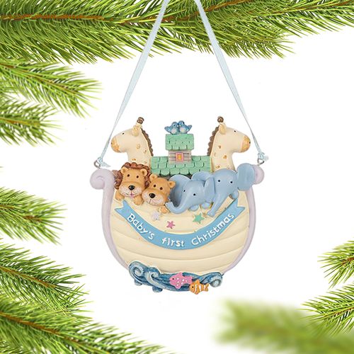 Personalized Baby's First Christmas Yellow Noah's Ark