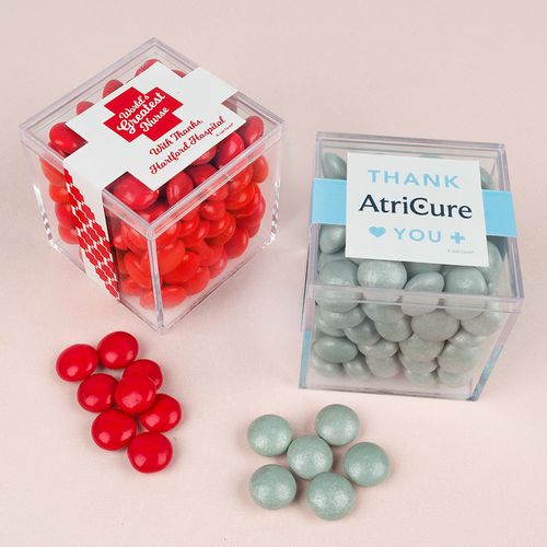 Personalized Nurse Appreciation JUST CANDY® favor cube with Just Candy Milk Chocolate Minis