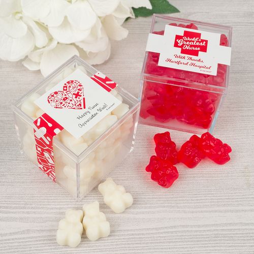 Personalized Nurse Appreciation JUST CANDY® favor cube with Gummy Bears