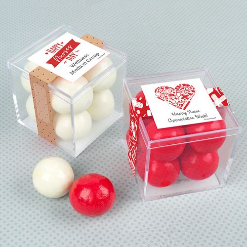 Personalized Nurse Appreciation JUST CANDY® favor cube with Premium Malted Milk Balls