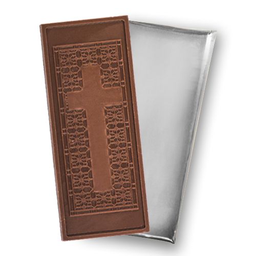 Embossed Religious Cross Belgian Milk Chocolate Bar (12 Pack)
