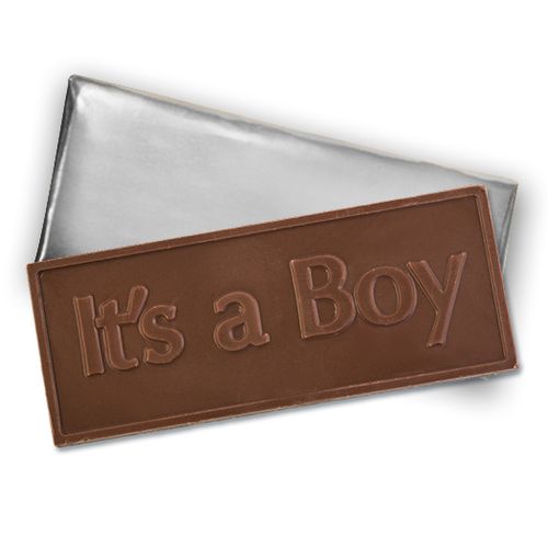 Embossed It's A Boy Belgian Milk Chocolate Bar (12 Pack)