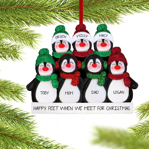 Personalized Glitter Penguin Family of 7