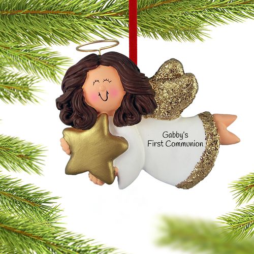 Personalized Communion Angel with Gold Star Girl