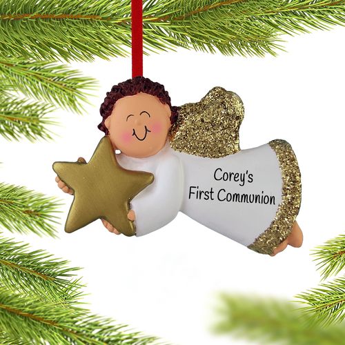 Personalized Communion Angel with Gold Star Boy