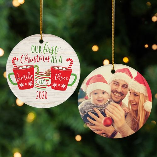 Personalized First Christmas As a Family of 3 Photo