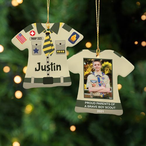 Personalized Boys Scout Uniform Shirt Holiday Ornament