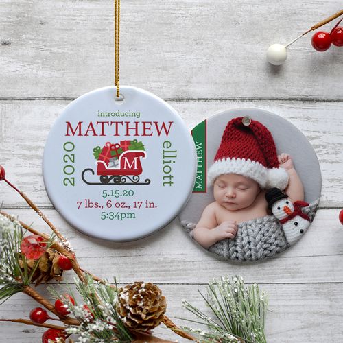 Personalized Birth Announcement Christmas Photo