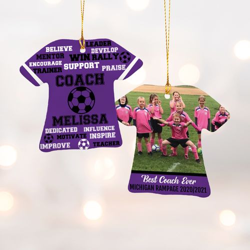 Personalized Best Coach Soccer with Image - Purple