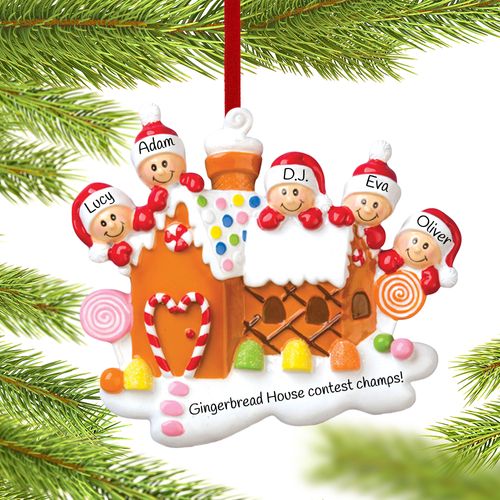 Personalized Gingerbread House Family of 5