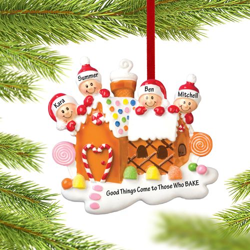 Personalized Gingerbread House Family of 4
