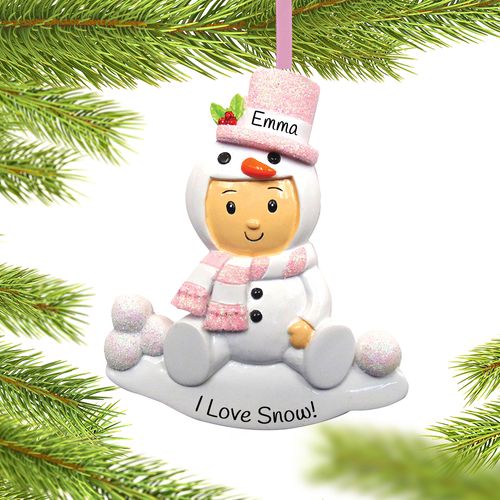 Personalized Baby Girl in Snowman Outfit