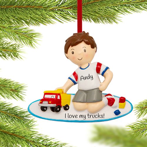 Personalized Boy Playing with Toy Truck
