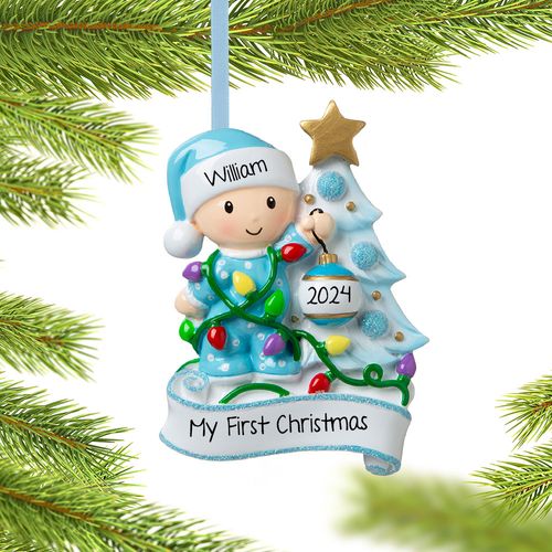 Personalized Baby Boy Decorating Tree