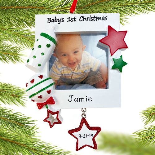 Personalized Baby's First Christmas Picture Frame with Star