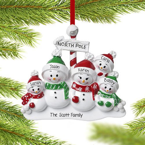 Personalized North Pole Family of 5