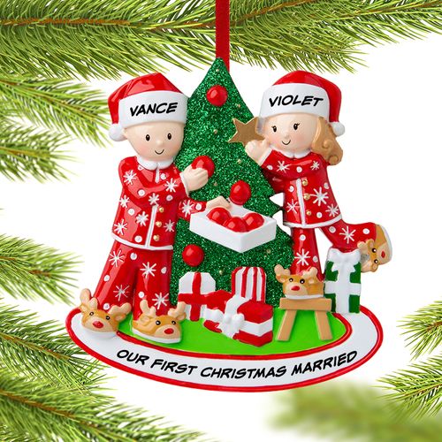Personalized Couple Decorating the Tree