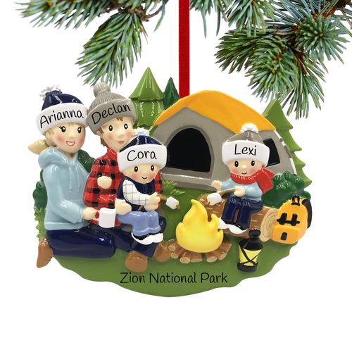 Personalized Camp Fire Family of 4