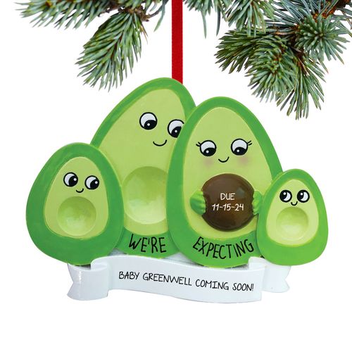 Avocado Expecting Family Of 4 Holiday Ornament