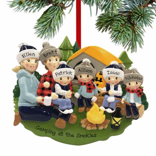 Camp Fire Family Of 6 Holiday Ornament