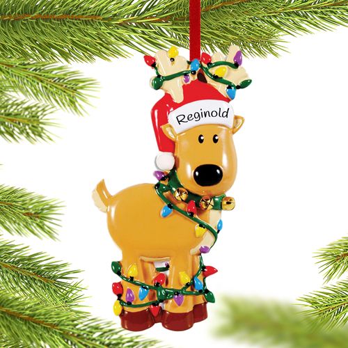 Deer Tangled In Lights Holiday Ornament