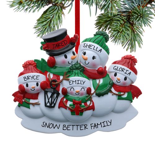 Classic Snowman Family Of 5 Holiday Ornament