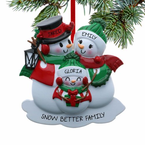 Classic Snowman Family Of 3 Holiday Ornament