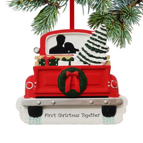 Couple In Vintage Red Truck Holiday Ornament
