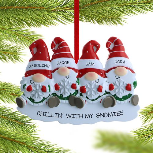 Gnome Family Of 4 Holiday Ornament