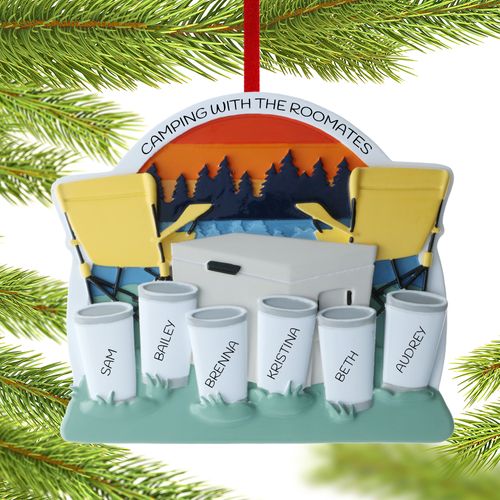 Family Of 6 Cooler At The Lake Holiday Ornament