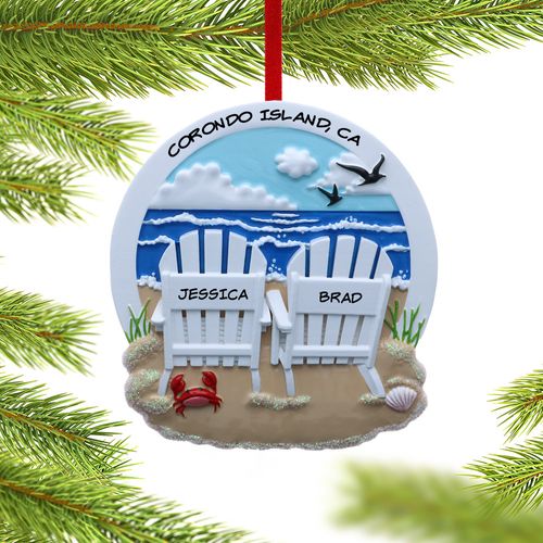 Adirondack Beach Chair Couple Holiday Ornament