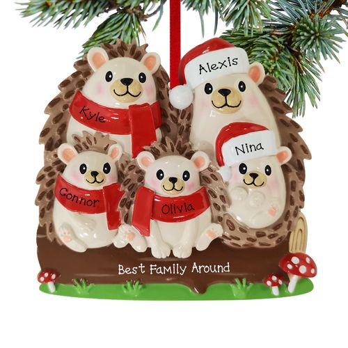 Hedgehog Family Of 5 Holiday Ornament