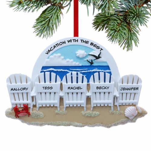 Adirondack Beach Chair Family Of 5 Holiday Ornament