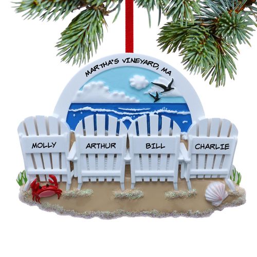Adirondack Beach Chair Family Of 4 Holiday Ornament