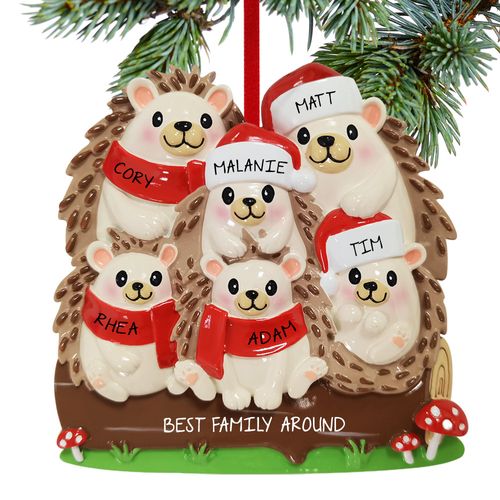 Hedgehog Family Of 6 Holiday Ornament