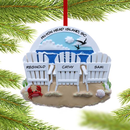 Adirondack Beach Chair Family Of 3 Holiday Ornament