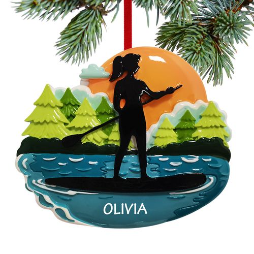 Female Paddle Board Holiday Ornament
