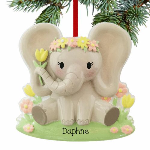 Baby Girl Elephant Holiday Ornament