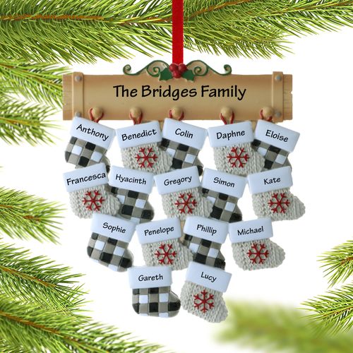 Family Of 16 Stockings Holiday Ornament