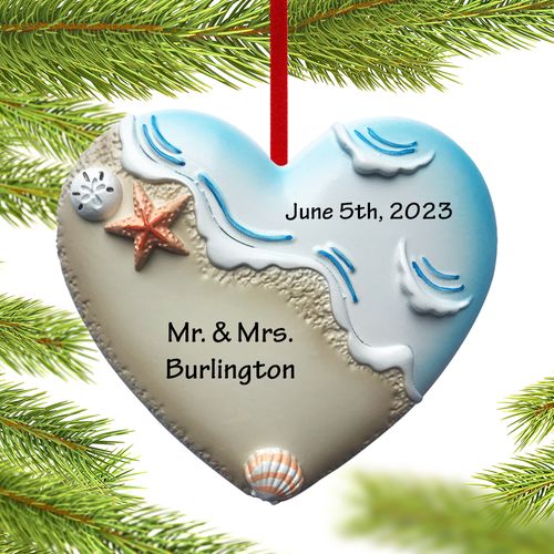Beach Wedding Heart Holiday Ornament