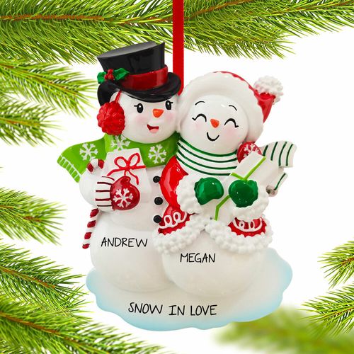 Classic Snowman Couple Holiday Ornament