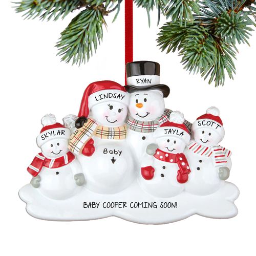 Family Of 5 Expecting Baby Holiday Ornament