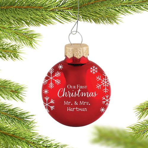 Custom Our First Christmas Ball Holiday Ornament