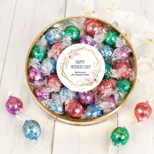Personalized Mother's Day Large Plastic Tin with Lindt Truffles (20pcs)